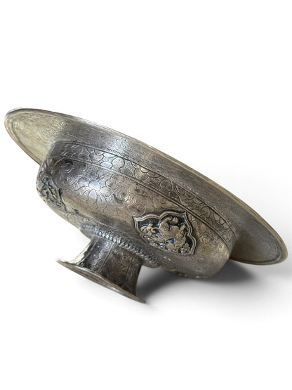 Antique Tibetan Silver Ritual Cup Lid Repousse Buddhist Cover 115g Himalayan (LID ONLY, CUP SOLD SEPARATELY)