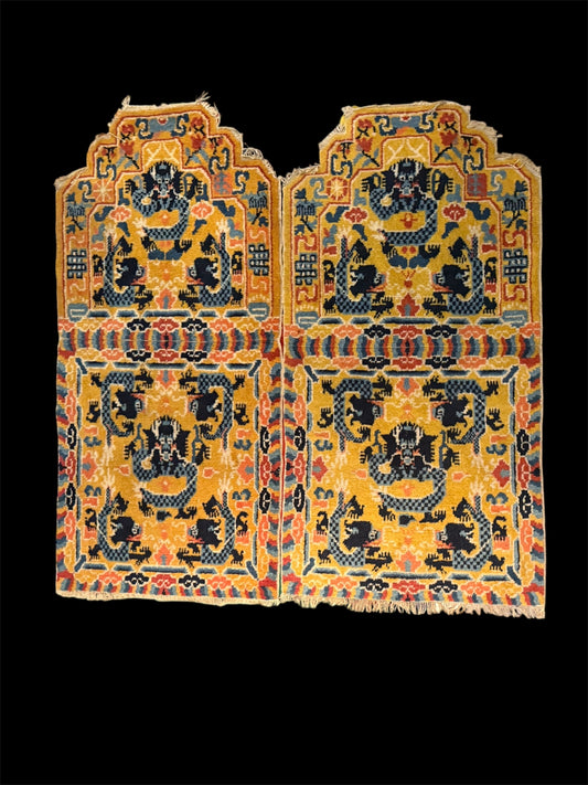 Pair of vintage ningxia throne rugs