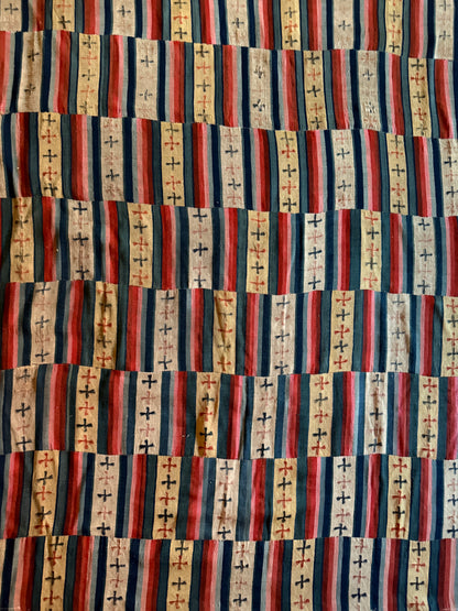 Antique Tibetan Nambu Wool Blanket c1900 Bhutanese Wrap Textile 4'5" x 7'10"