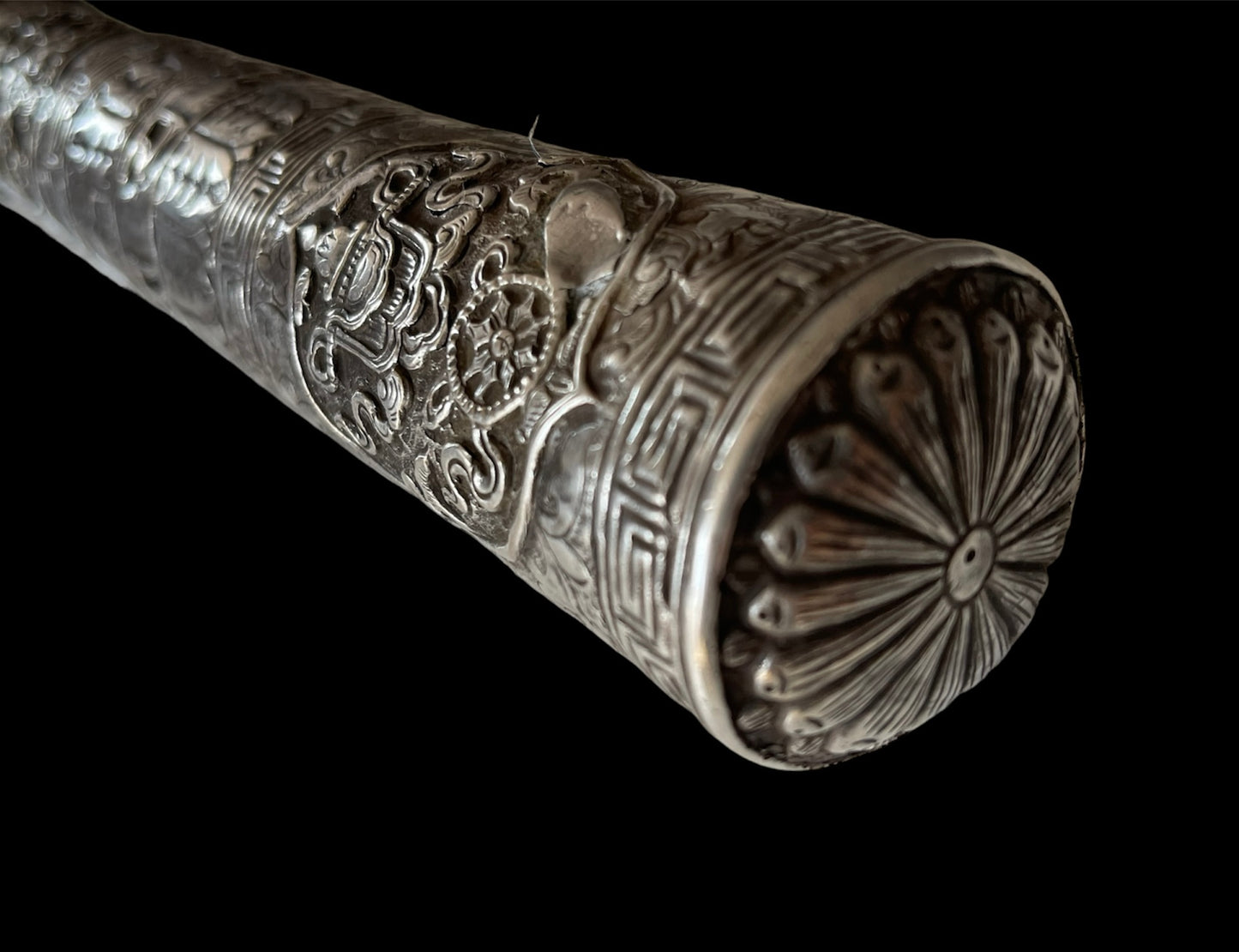An antique Tibetan silver document holder