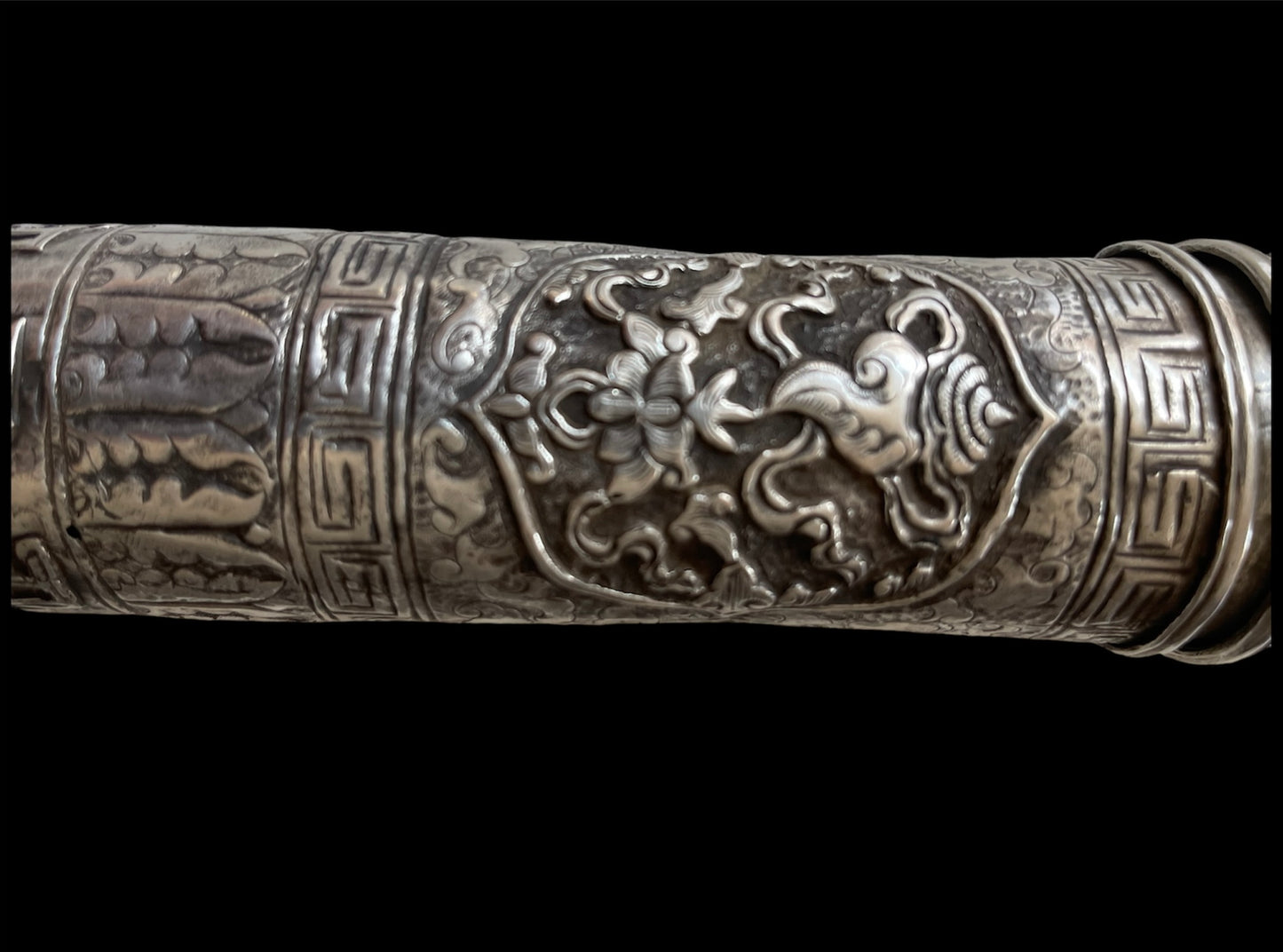 An antique Tibetan silver document holder