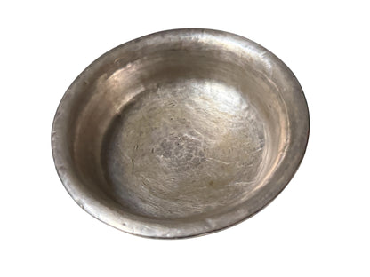 Antique Tibetan Burlwood Silver Mounted Offering Bowl Himalayan Pedestal Cup