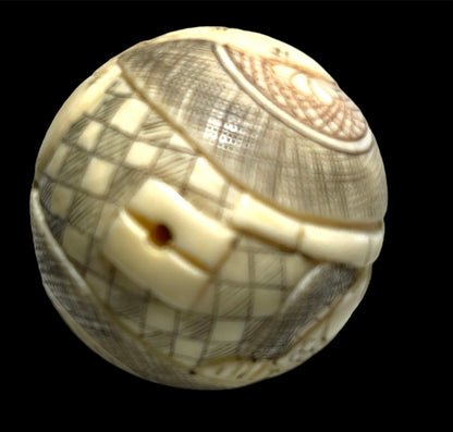 Two antique Japanese bone ojime beads
