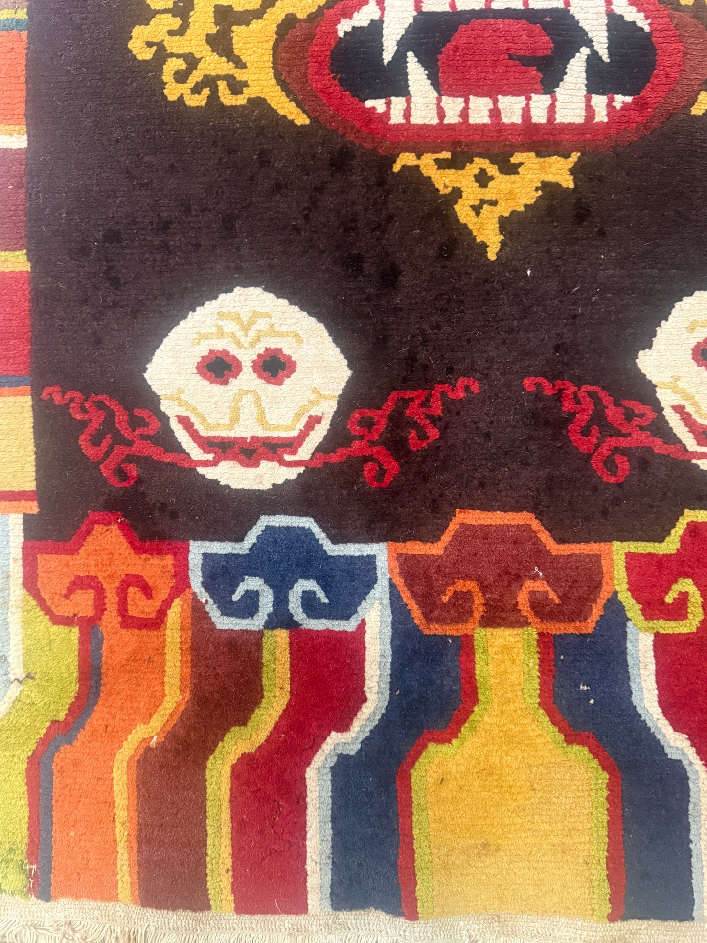 A mid 20th C.,vintage Tibetan religious rug   rug