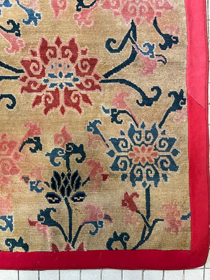An early 20th C., antique Tibetan floral  cushion rug