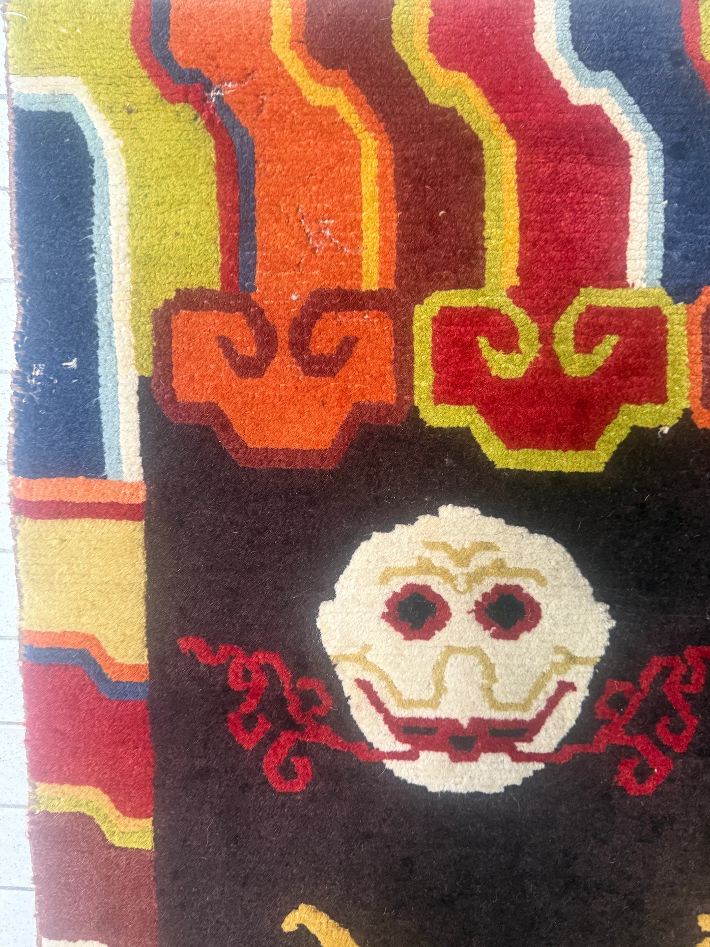 A mid 20th C.,vintage Tibetan religious rug   rug