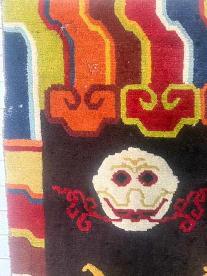 A mid 20th C.,vintage Tibetan religious rug   rug