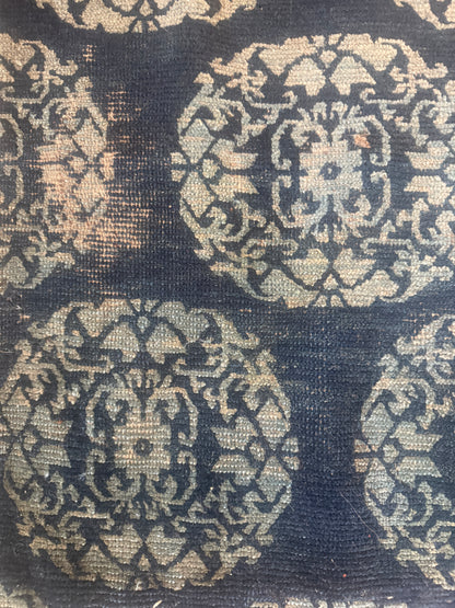 Antique Tibetan Indigo seat rug