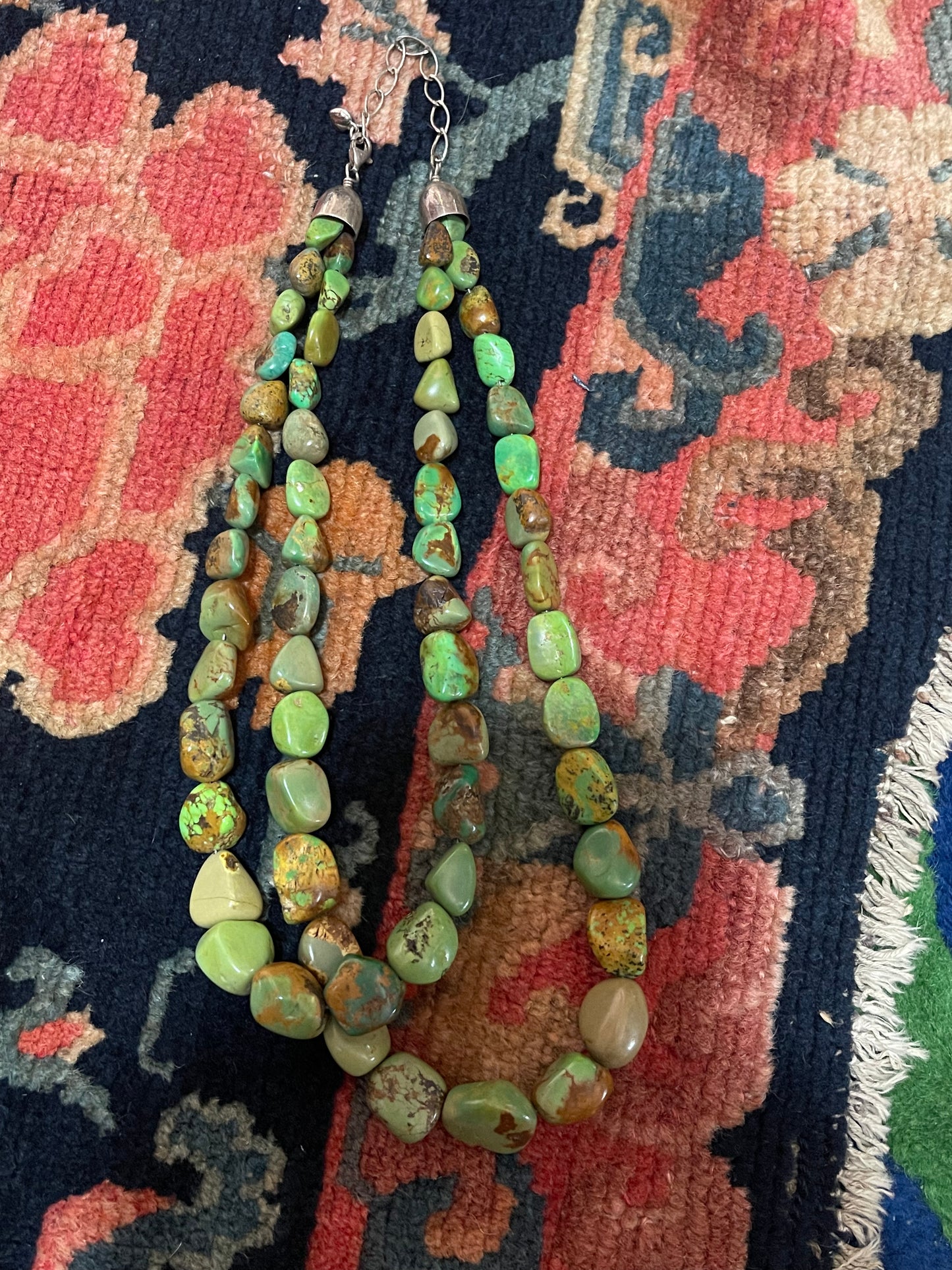 Mojave green turquoise nugget necklace