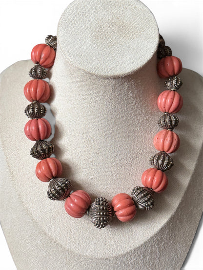 Antique Tibetan Necklace with Turquoise Hair Bead Pendant
