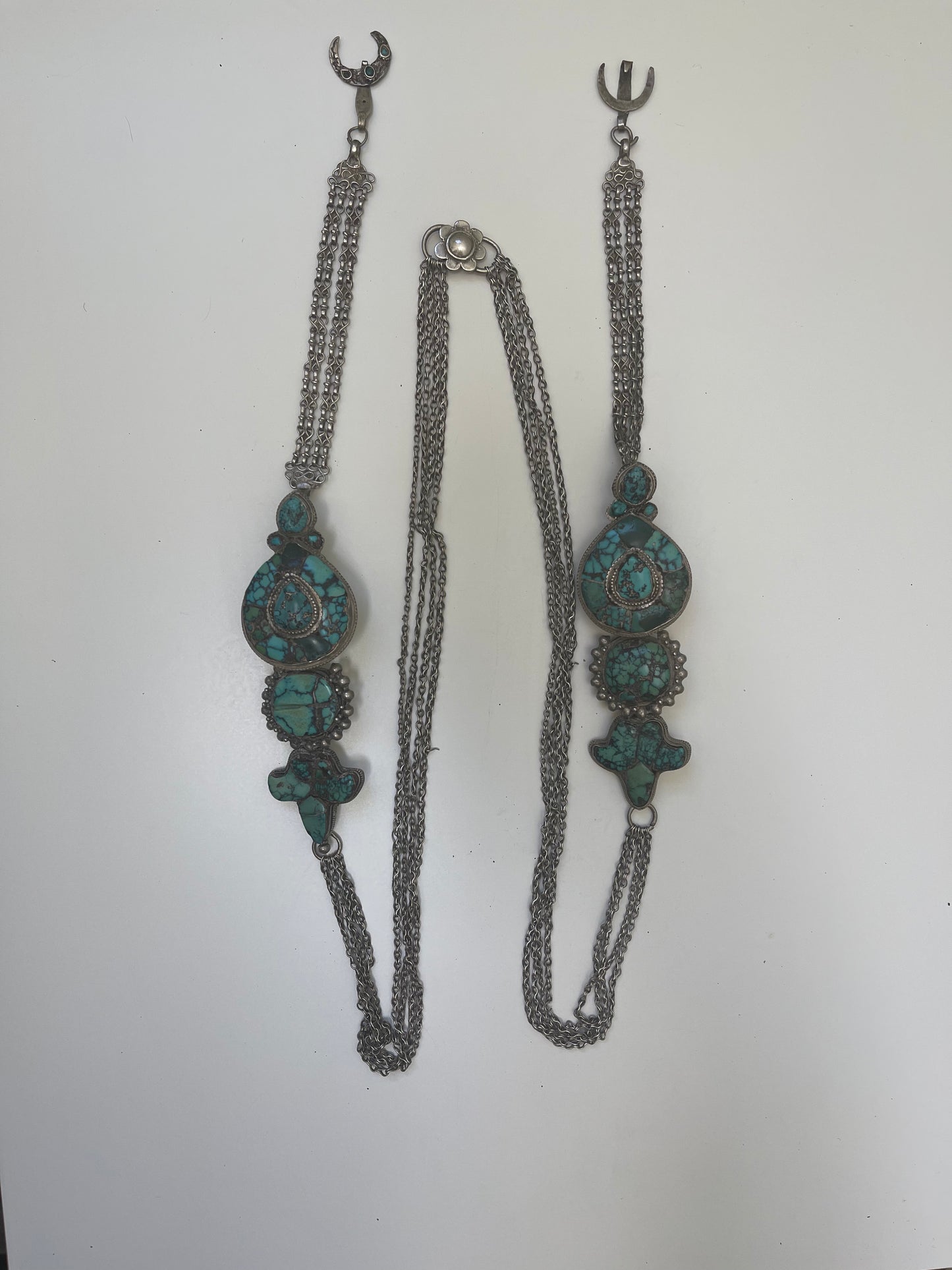 A pair of antique Tibetan earrings -aykhor
