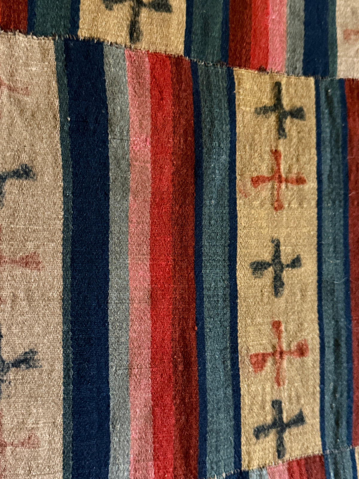 Antique Tibetan Nambu Wool Blanket c1900 Bhutanese Wrap Textile 4'5" x 7'10"
