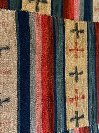 Antique Tibetan Nambu Wool Blanket c1900 Bhutanese Wrap Textile 4'5" x 7'10"