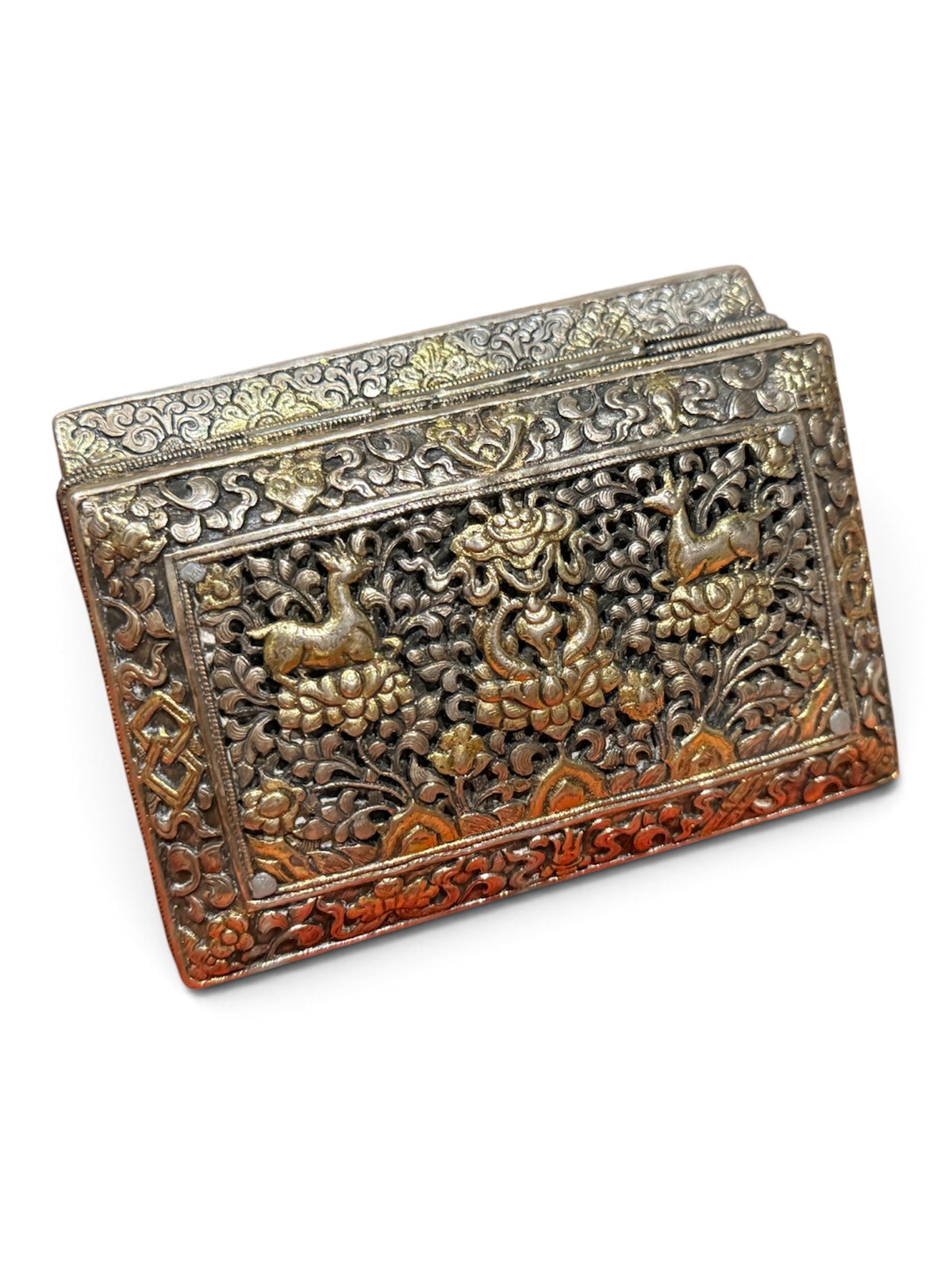An antique Bhutanese betel nut silver box