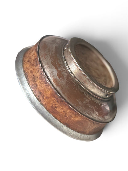 Antique Tibetan Burlwood and Silver Bowl