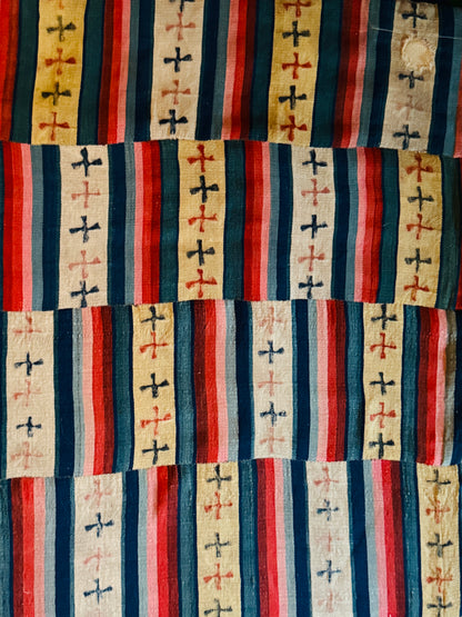 Antique Tibetan Nambu Wool Blanket c1900 Bhutanese Wrap Textile 4'5" x 7'10"