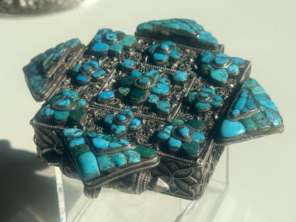 Antique Tibetan silver and turquoise ghau