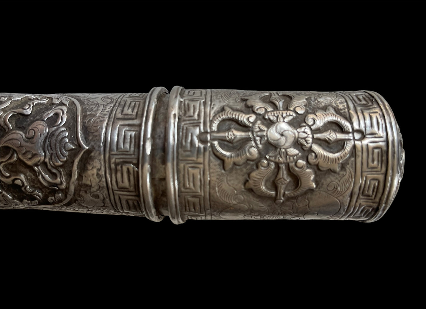 An antique Tibetan silver document holder