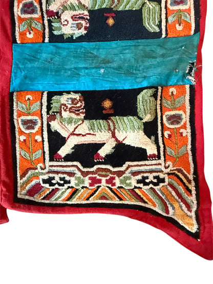Vintage Tibetan saddle rug and rug topper set