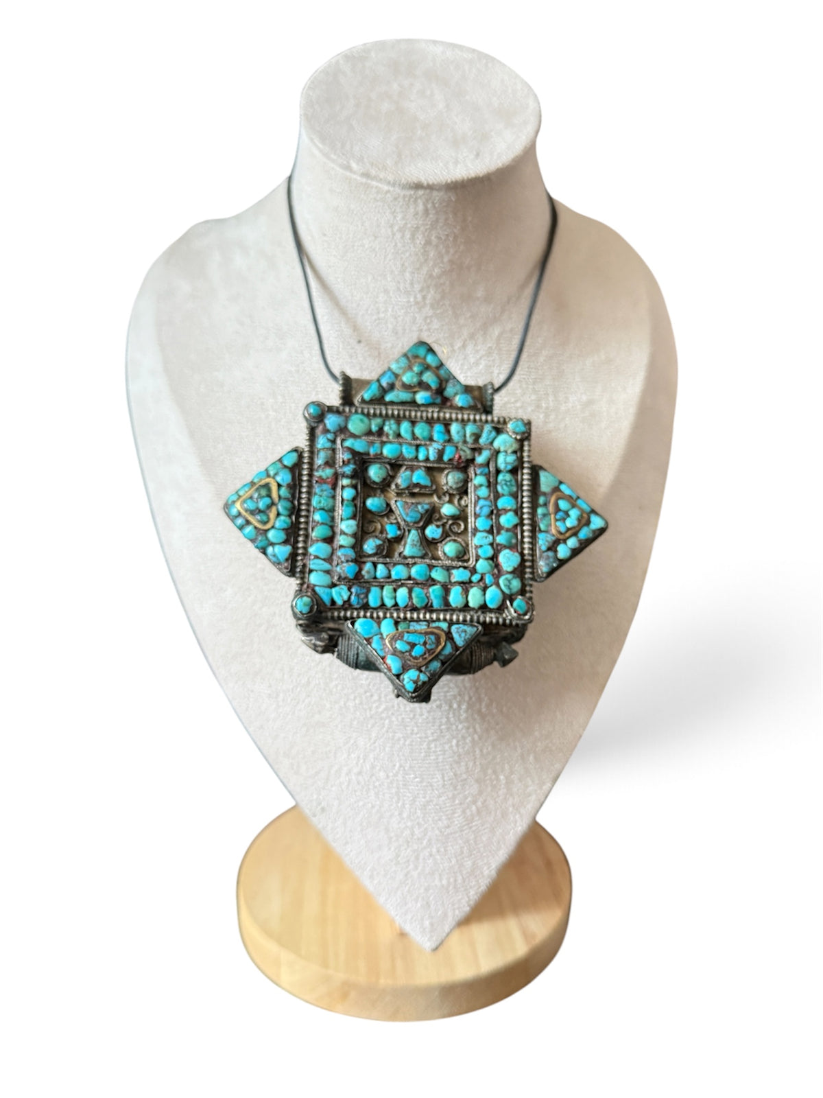 Antique Tibetan silver and turquoise ghau