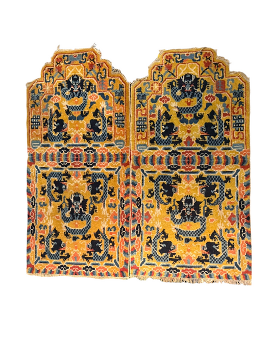 Pair of vintage ningxia throne rugs