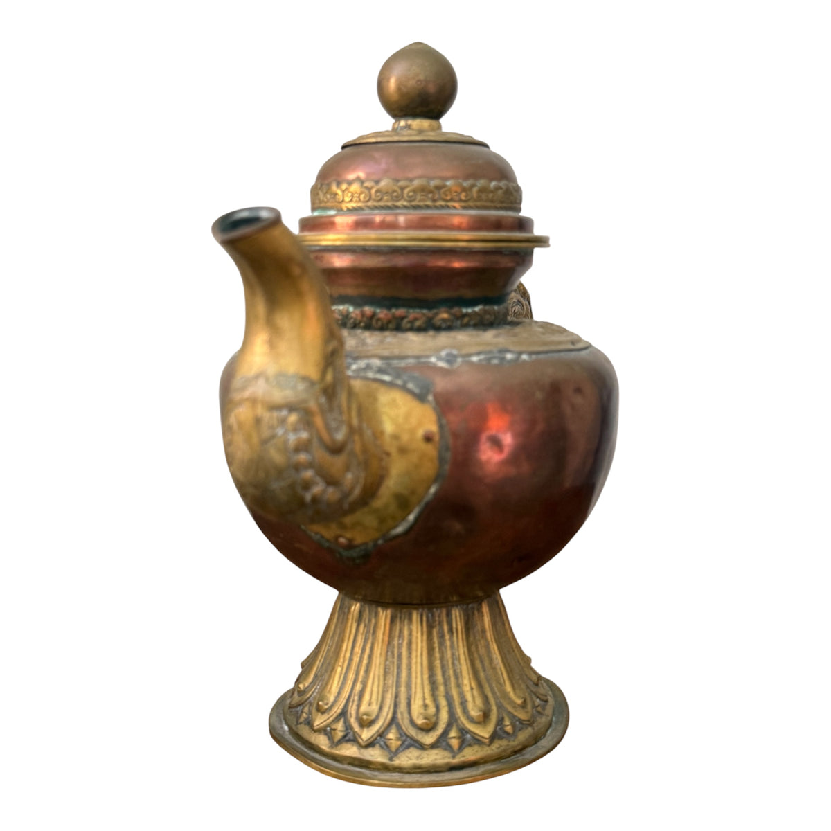 Antique Tibetan Copper Brass Dragon Handle Teapot Ritual Ewer Himalayan