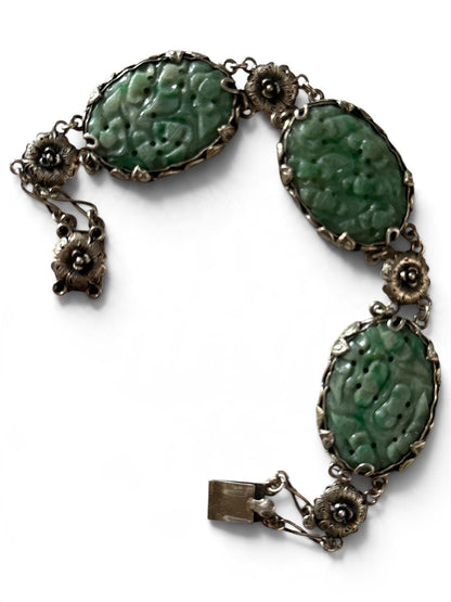 Vintage Jade and silver bracelet