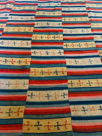 Antique Tibetan Nambu Wool Blanket c1900 Bhutanese Wrap Textile 4'5" x 7'10"