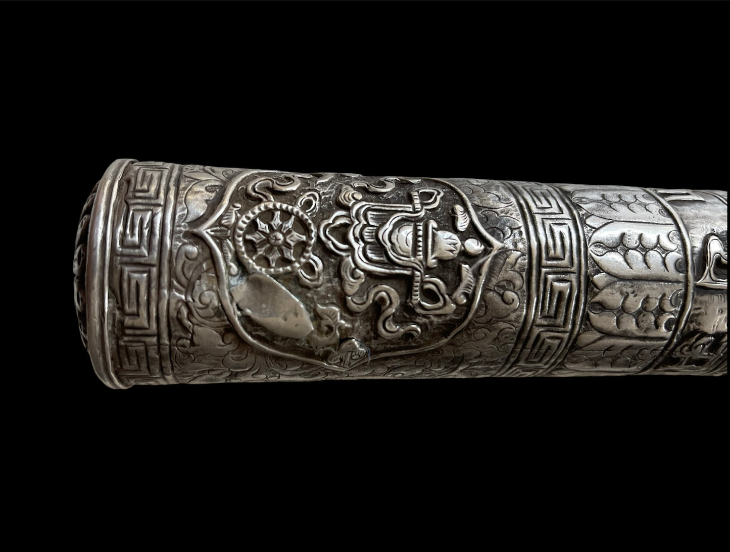 An antique Tibetan silver document holder