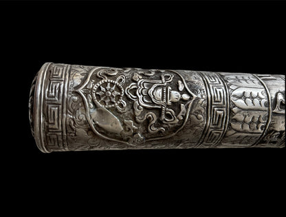 An antique Tibetan silver document holder