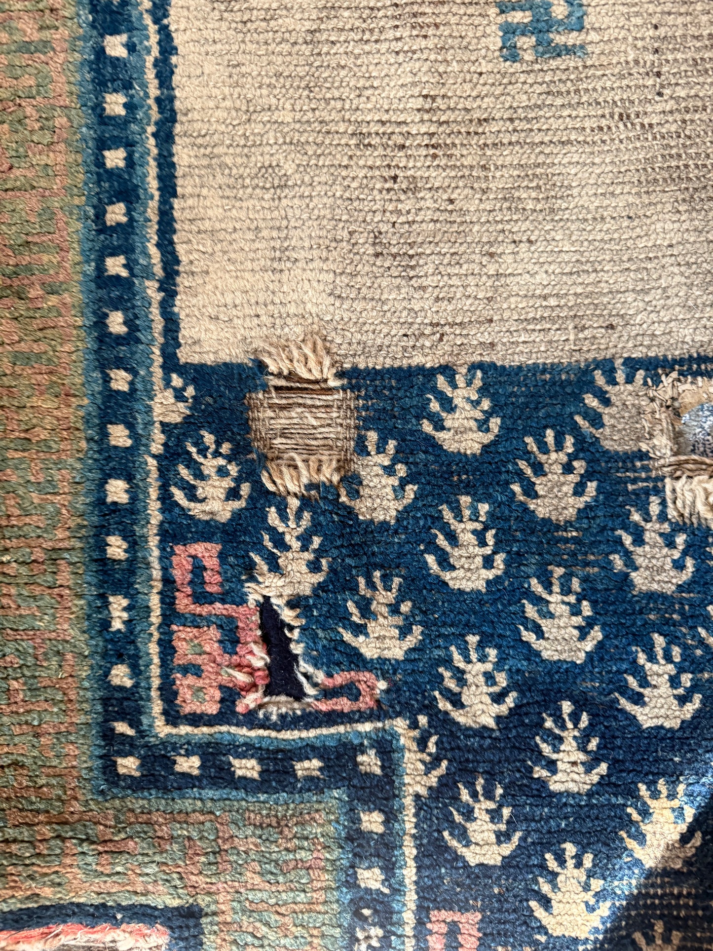 An antique mid 19th C saddle blanket/rug