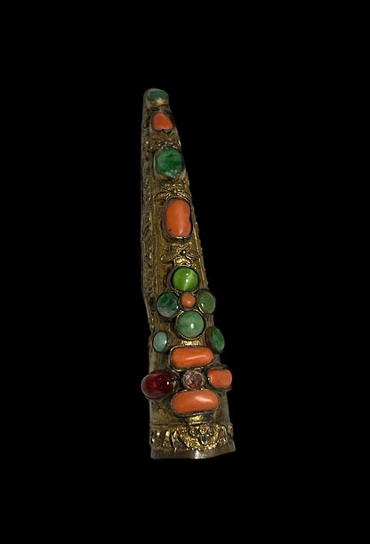 A  vintage gilded silver nail cover with intricate carved work