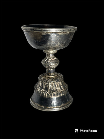 A set of 6 antique Tibetan silver butter lamps