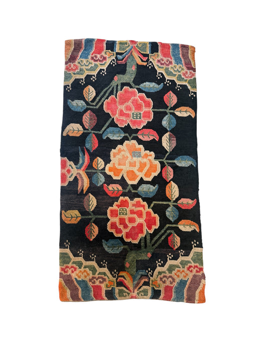 An early 20th C., antique Tibetan floral  rug