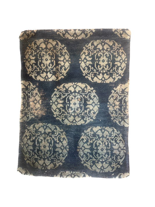 Antique Tibetan Indigo seat rug