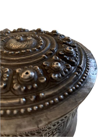 An antique silver incense box with lid
