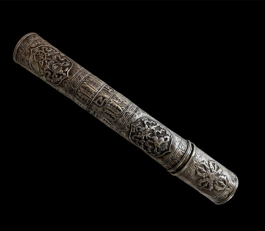 An antique Tibetan silver document holder