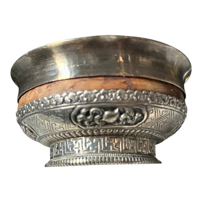 Antique Tibetan Burlwood Silver Mounted Offering Bowl Himalayan Cup (Copy)