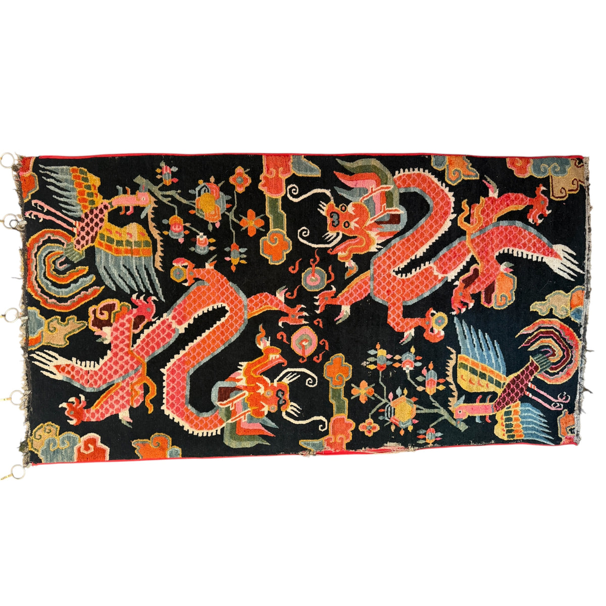 Early 20th C., antique Tibetan dragon rug
