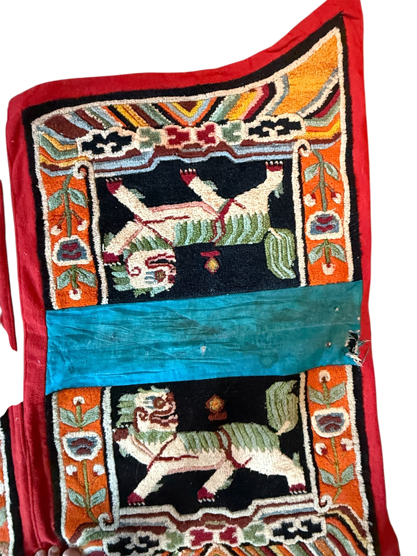 Vintage Tibetan saddle rug and rug topper set
