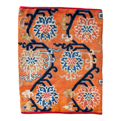 Antique Tibetan lotus meditation rug