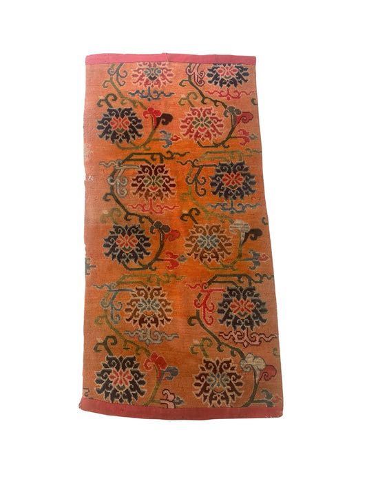 An early 20th C., antique Tibetan floral  cushion rug