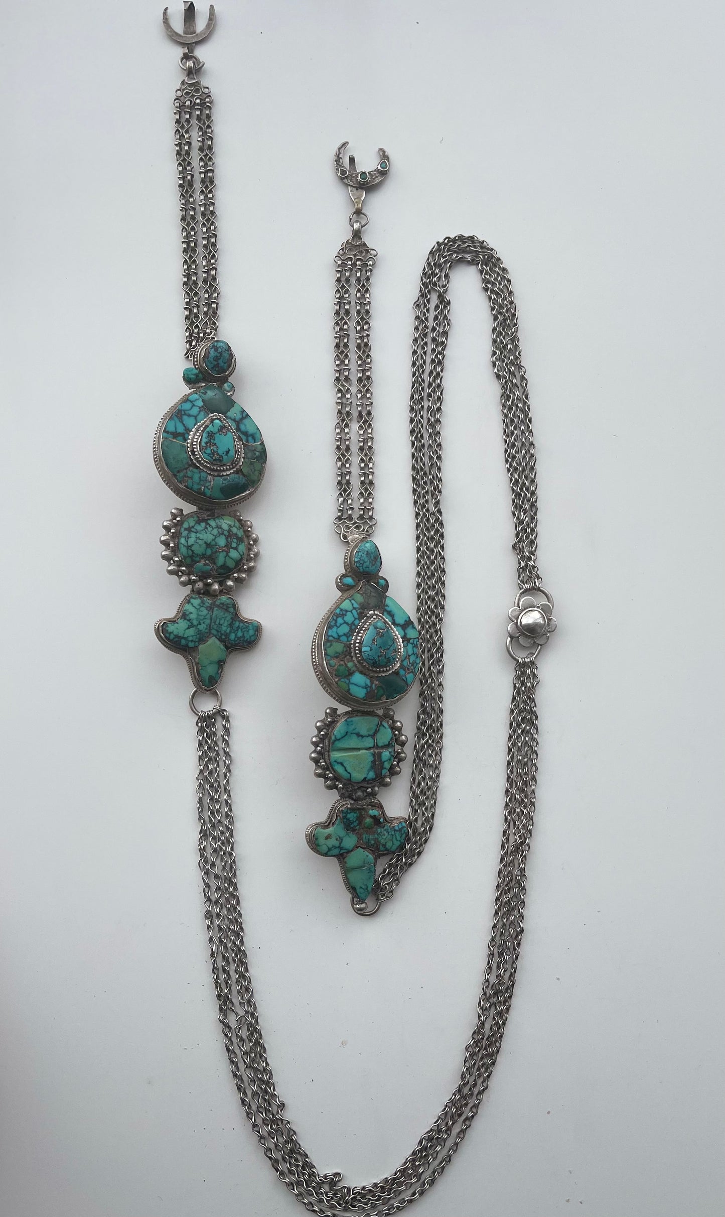 A pair of antique Tibetan earrings -aykhor