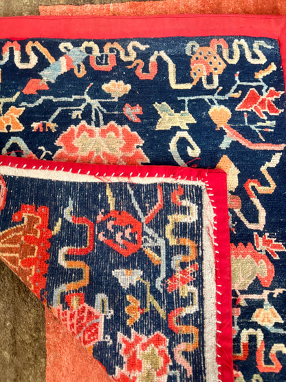 Antique Tibetan decorative meditation rug