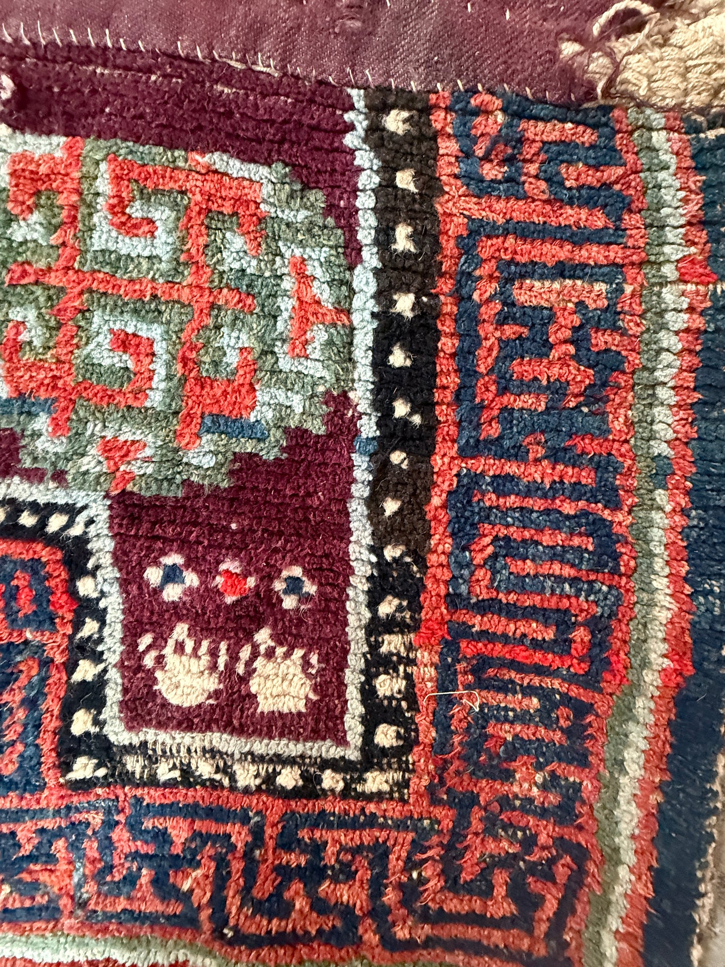 Antique Tibetan saddle rug