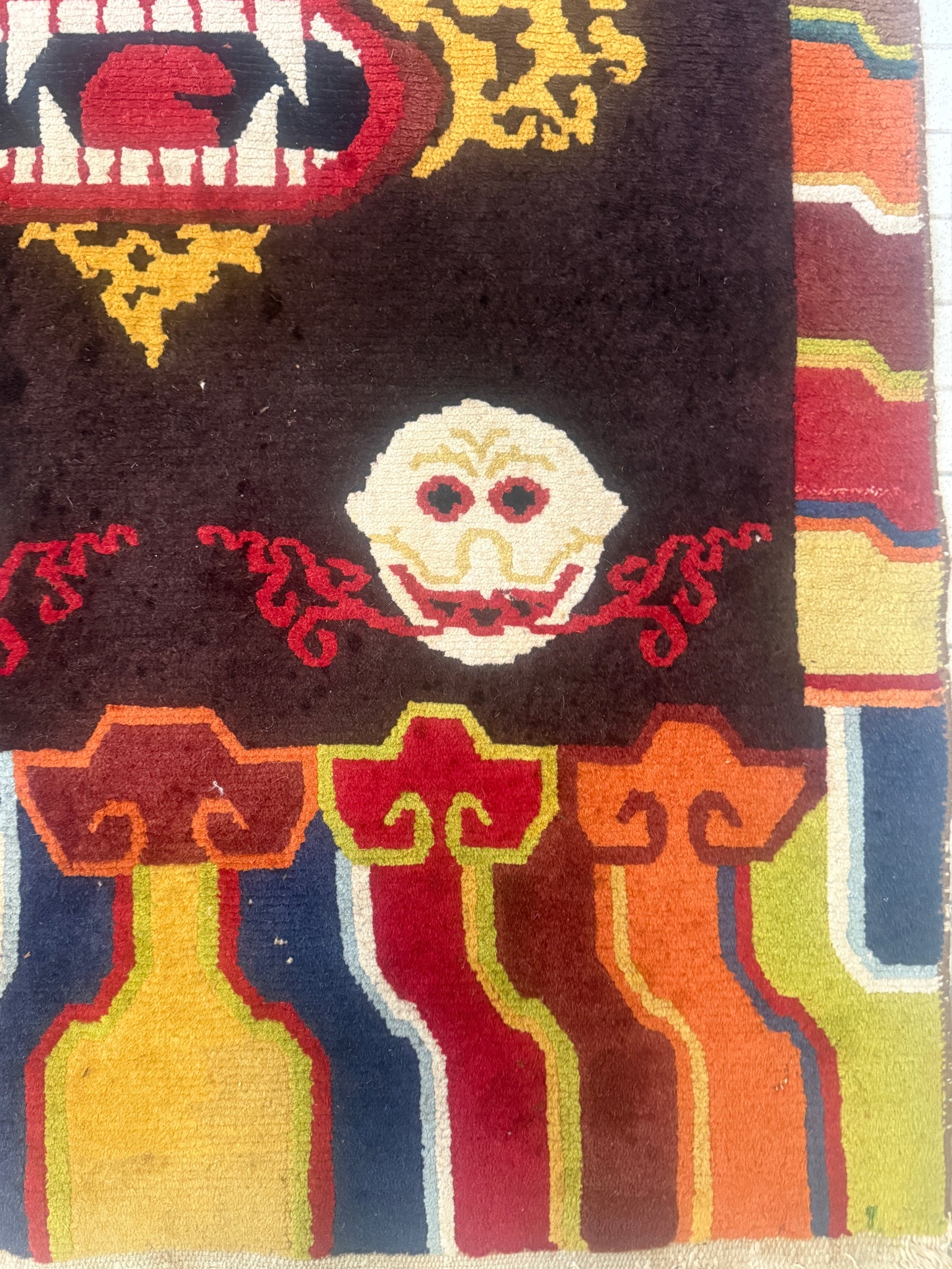 A mid 20th C.,vintage Tibetan religious rug   rug