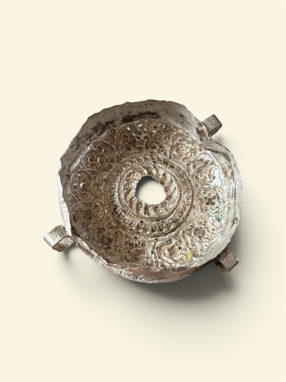 Antique Tibetan Silver Ghau (Portable Shrine) with Intricate Repoussé Decoration