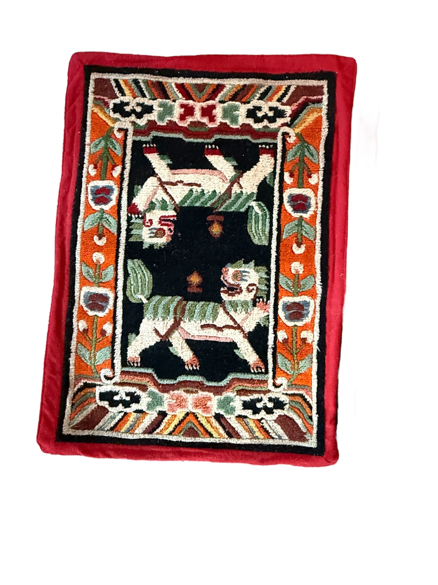 Vintage Tibetan saddle rug and rug topper set