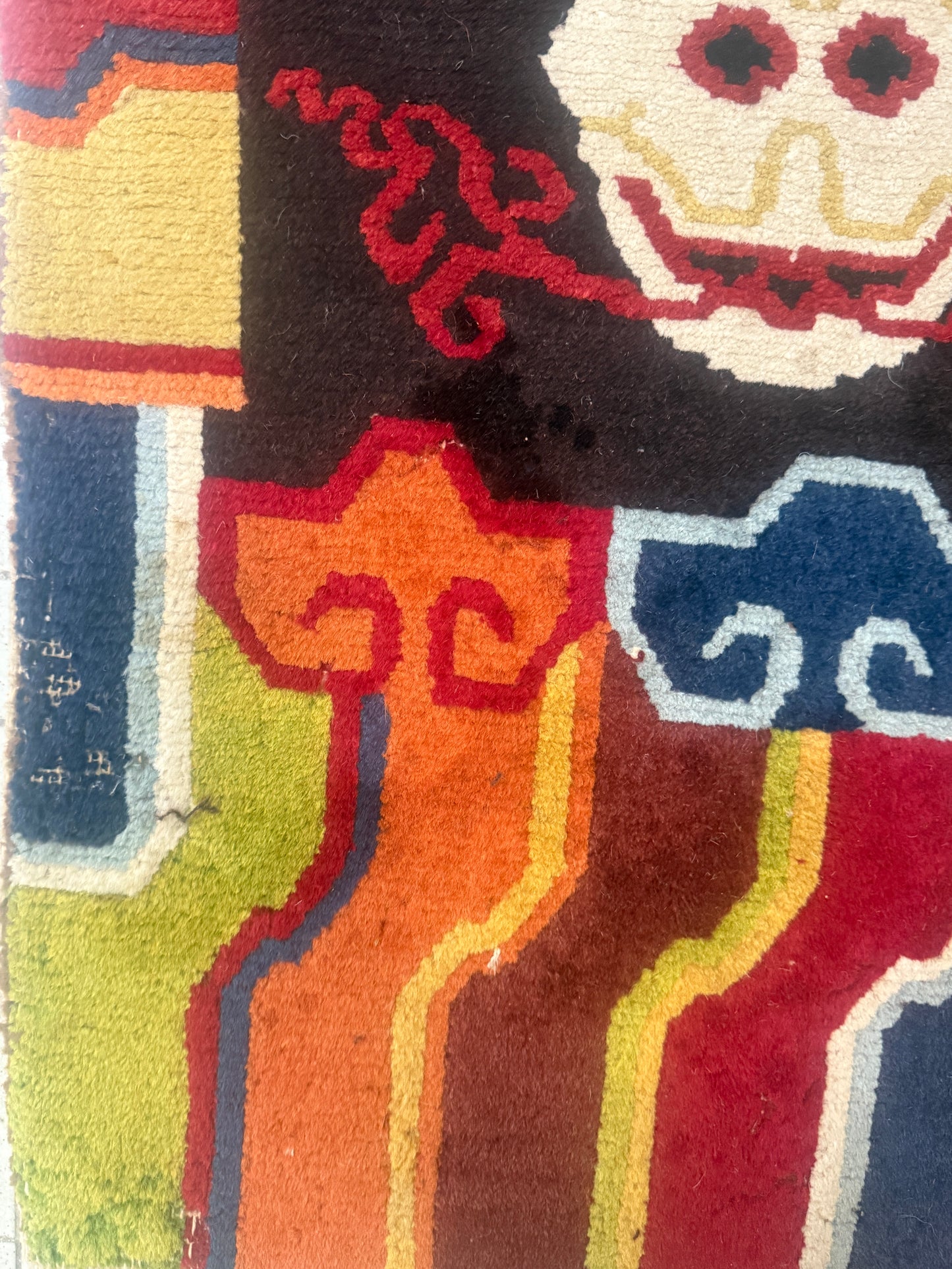 A mid 20th C.,vintage Tibetan religious rug   rug