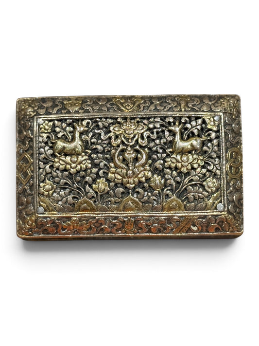 An antique Bhutanese betel nut silver box